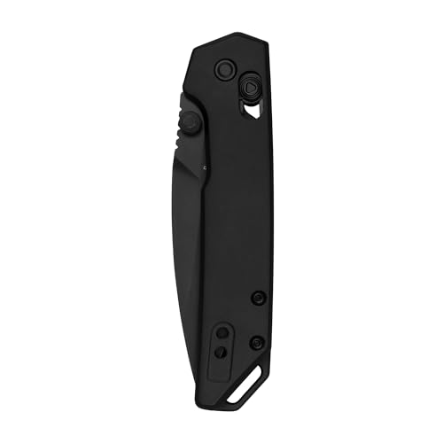 Kershaw Pocket Knife Mini Iridium, Black Design, 3 Inch Steel Spear Point Blade, EDC with Thumb Stud Opening, Reversible Carry, DuraLock, Everyday Carry Pocket Knife for Men and Women