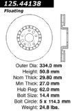 Automotive Front Left Disc Brake Rotor, Centric Premium High Carbon 125.44138, for Selected Lexus Model Year