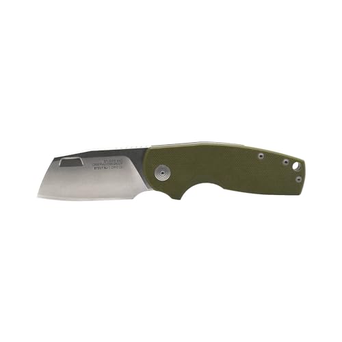 SOG Stout SJ Cleaver Pocket Daily Folding Knife with Slip Joint Mechanism | G10 Handle | CRYO D2 Steel Blade, OD Green/Stonewash