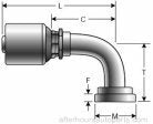 GlobalSpiral Couplings Gates 24GSP-20FL90S, Code 61 O-Ring Flange, Zinc Plated Carbon Steel, 6.81", 90° Bent Tube, 1 1/2" ID