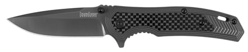 Kershaw Pocket Knife Fringe, 3-inch 8Cr13MoV Steel Blade with Gray Titanium Carbo-Nitride Coating, Carbon-Fiber Insert; SpeedSafe Assisted Opening, 8310