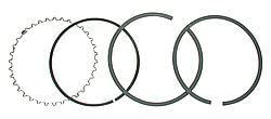 Piston Rings JE Pistons J10008-4320-5 - Premium Race Series - 4.320 in Bore - File Fit - 1/16 x 1/16 x 3/16 in Thick - Low Tension - Ductile Iron - Plasma Moly - 8-Cylinder - Kit
