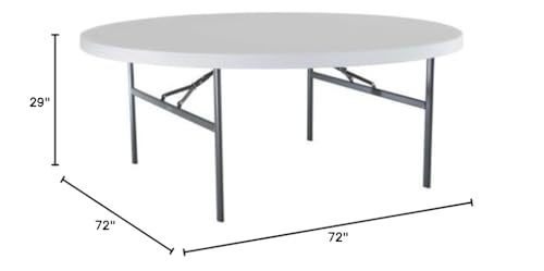 Folding Round Table, Lifetime 22673, 6 Foot, White Granite