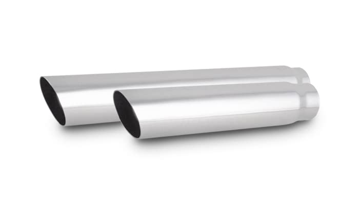 1555 Vibrant 4" Round Stainless Steel Tip (Single Wall, Angle Cut) - 2.5" inlet, 20