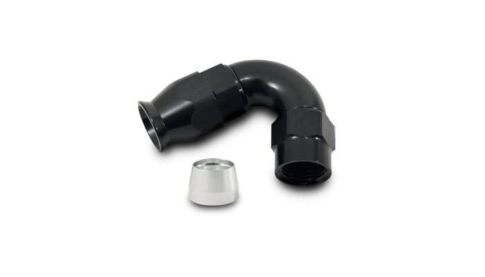 28212 Vibrant Power Fitting, Hose End, Full Flow, PTFE, 120 Degree, Reusable, 12AN Hose, 12AN Female Thread, Aluminum, Black Anodized, use with Vibrant 18000 series PTFE Lined Flex Hose, each