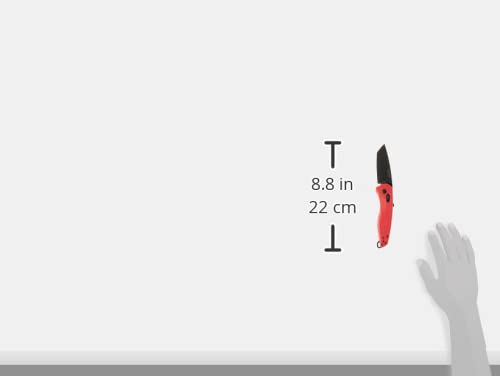 SOG Aegis AT Tanto Folding Outdoor Pocket Opening Knife, Ambidextrous AT-XR Lock With Ergonomic Handle,D2 Steel Blade,Built-In Blade Locking Safety and Spine-Mounted Safety System, Rescue RED & Indigo