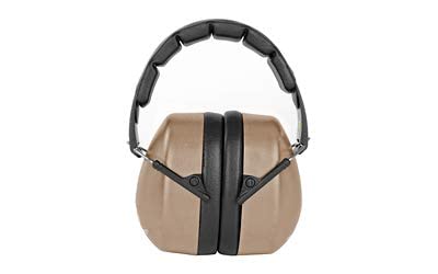 Walker's Shooting EXT Range Folding Muff - Compact 30dB NRR Noise-Blocking Hunting Gun Range Shooting Hearing Protection Passive Muff w/Padded Headband & PVC Earpads, Flat Dark Earth