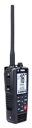 Floating, Handheld Uniden MHS338BT Marine VHF Radio, 6-Watts, GPS and Bluetooth, Submersible IPX8, Emergency Strobe & Flashlight, NOAA Weather Alerts, FM Radio, Chargeing Cradle & Li-ion Battery.