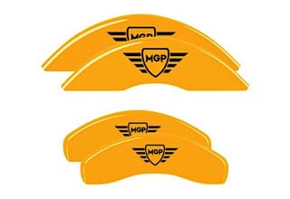 Front and Rear MGP Brake Caliper Covers for 2020 Lexus ES350 Logo, Custom Fit, Yellow