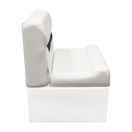 28" Wise DLX95-1904 Pontoon Bench Cushion Set - White/Mariner Blue DLX Series