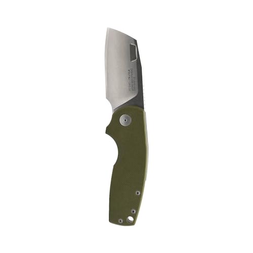 SOG Stout SJ Cleaver Pocket Daily Folding Knife with Slip Joint Mechanism | G10 Handle | CRYO D2 Steel Blade, OD Green/Stonewash