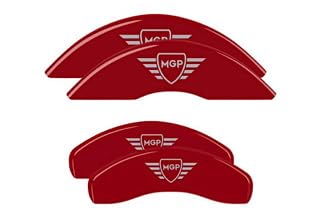 Front and Rear MGP Brake Caliper Covers for 2023 Toyota Highlander Logo, Custom Fit, Red