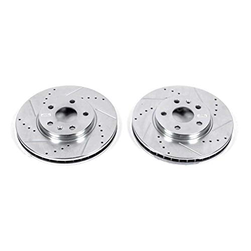 Power Stop AR82124XPR Evolution Front Drilled & Slotted Rotor Pair For Cadillac CTS 2008-2014 [Model Specific]