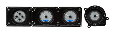 Dakota Digital VHX-68F-TOR-S-B Gauge System Analog Dash Compatible with 1968-69 Ford Torino, Fairlane and Ranchero, Silver Alloy Style, Blue Backlighting