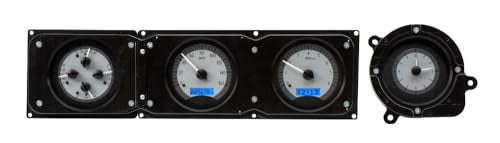Dakota Digital VHX-68F-TOR-S-B Gauge System Analog Dash Compatible with 1968-69 Ford Torino, Fairlane and Ranchero, Silver Alloy Style, Blue Backlighting