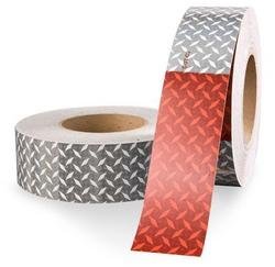 Custer Conspi Tape CTRW-150RL-DP 11" Red/ 7" White DOT Approved 2" X 150' Roll Diamond Plate