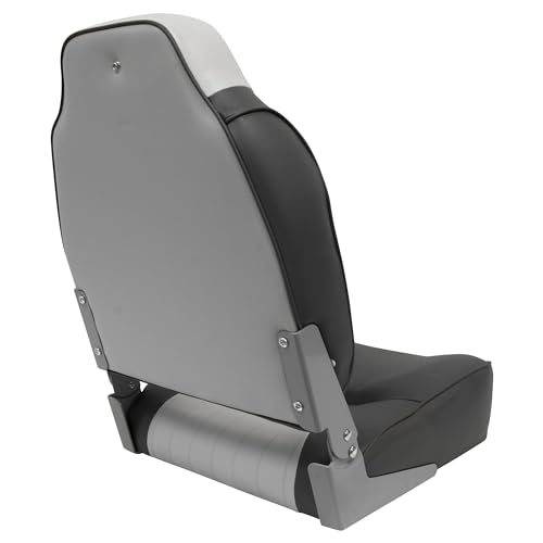 Lund Style Wise 8WD640PLS-664 High Back Boat Seat, Grey/Charcoal