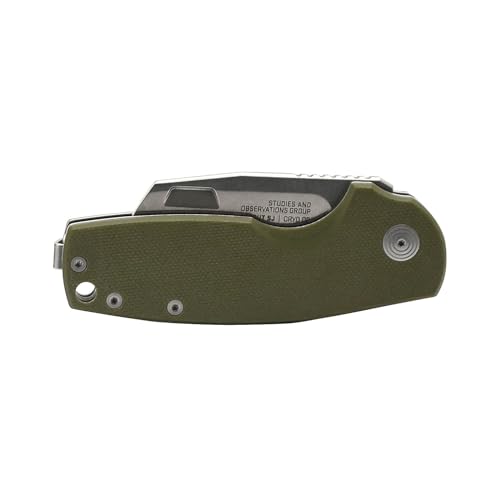 SOG Stout SJ Cleaver Pocket Daily Folding Knife with Slip Joint Mechanism | G10 Handle | CRYO D2 Steel Blade, OD Green/Stonewash