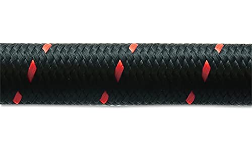 Vibrant Performance Nylon Braided Flex Hose 11974R (20ft Roll of Black Red ; AN Size: -4; Hose ID: 0.22";)