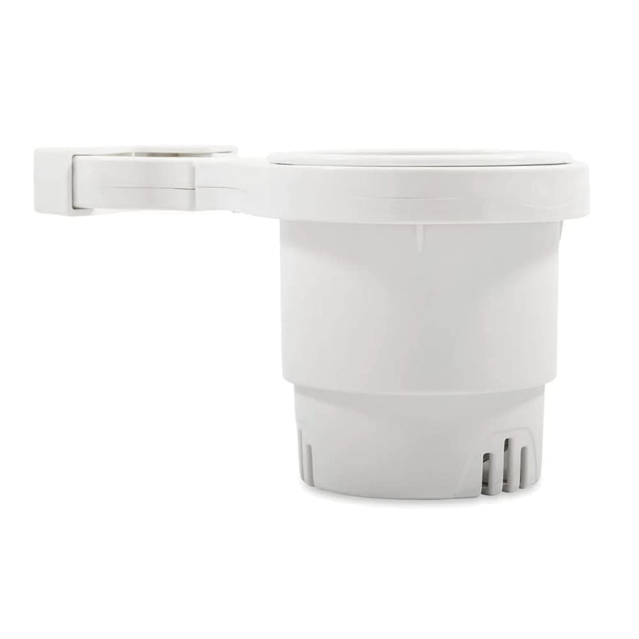 Camco Cup Holder Small Clamp Mounted-Provides a Secure Location for Your Beverage-Mountable for Up to 1-1/4-Inch Rail-White (53086)
