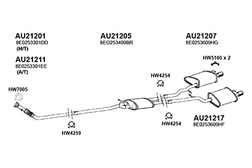 Exhaust/Tail Pipes Ansa AU2111; Exhaust Pipe