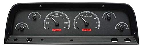 Dakota Digital VHX Analog Dash Gauges 64 65 66 Chevy Pickup Truck Black Alloy Style Red VHX-64C-PU-K-R