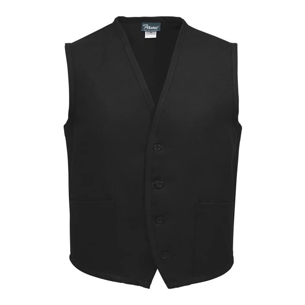 23328 V65 Fame Fabrics Unisex Vest, 2 Pockets, Black, 3X