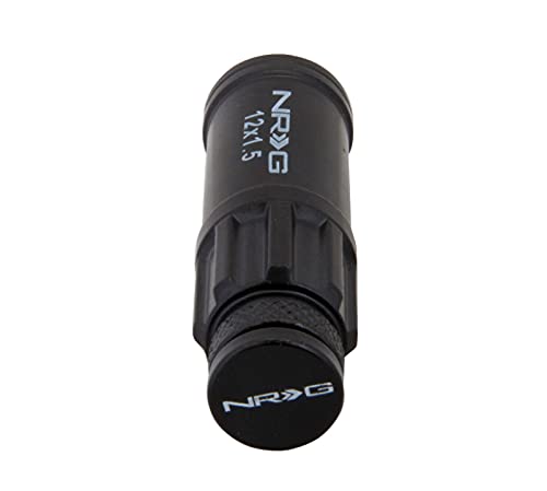 700 Series NRG M12 X 1.5 Steel Lug Nut w/Dust Cap Cover Set 21 Pc w/Locks & Lock Socket - Black