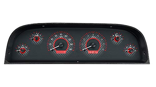 Dakota Digital VHX-60C-PU-C-R Analog Dash Gauge System with Chevy 1960-63 Pickup Truck, Carbon Fiber Style, Red Backlighting