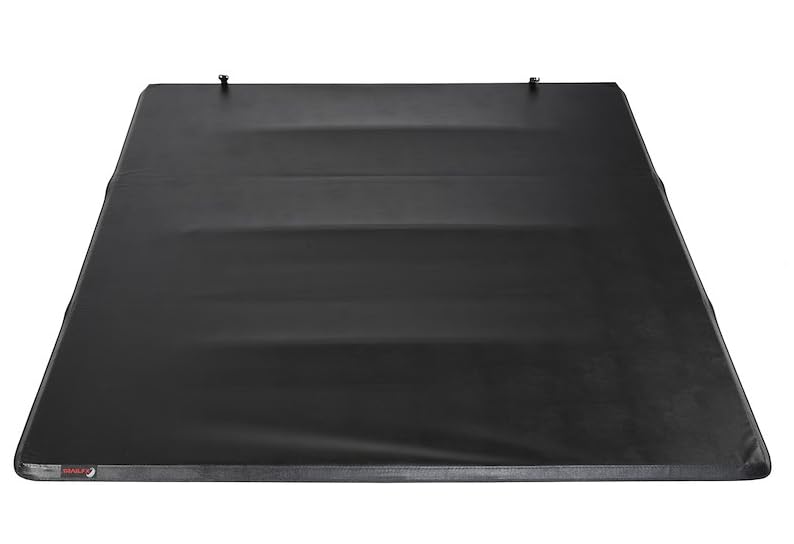 TrailFX Soft Tonneau Tri-Fold Cover Fits 2022-2025 Nissan Frontier Factory Bed Rail Caps Soft Folding Lockable via Tailgate Handle Lock Black Vinyl with Aluminum Rails Clamp-On Installation