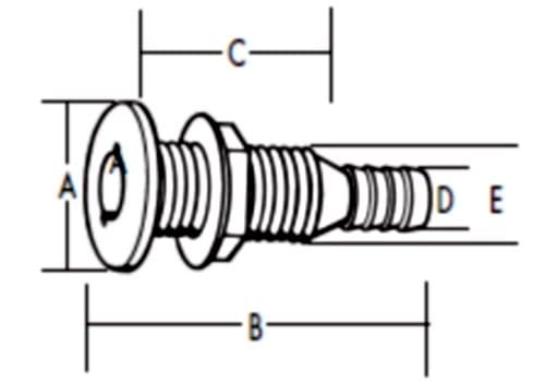 Black T-H Marine 1-1/8" Straight Thru-Hull Fittings