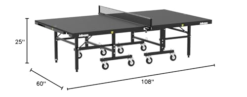 Ping Pong Table Killerspin MyT 415 Max - Foldable Table for Table Tennis, Portable Ping Pong Table Set with Built-in Paddle and Ball Storage, 25MM MDF Board Pingpongball Table, Jet Black