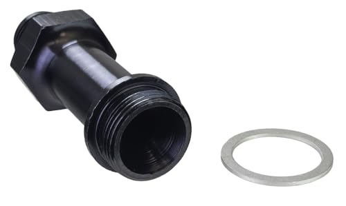 Moroso Carburetor 65147 Fuel Inlet Fitting, 8AN x 7/8-20, 3" Long, Black Anodize