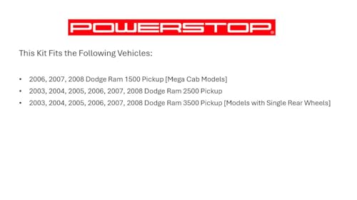 Brake Kit Power Stop For 2006-2008 Dodge Ram 1500 Mega Cab, 2003-2008 Ram 2500 3500 - Front and Rear Drilled & Slotted Rotors with Carbon-Fiber Ceramic Brake Pads and Calipers Replacement, KC5468-36