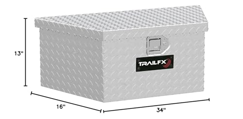 Trailer Tongue Tool Box TrailFX Single Lid with Struts Polished 16-Gauge Diamond Tread Aluminum 2.9 Cubic Feet 34" Length x 16" Width 13" Height Bright Finish 201191