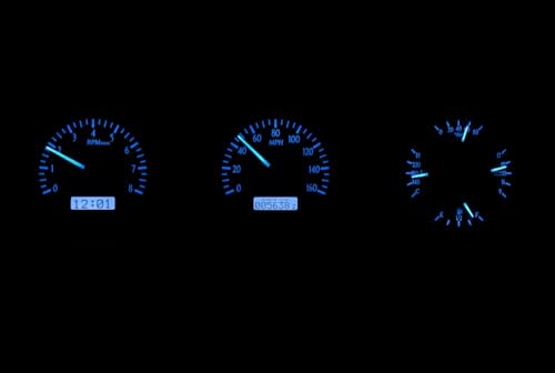 Dakota Digital VHX-62F-FAR-K-B Gauge System Analog Dash Compatible with 1962-63 Ford Fairlane, Black Alloy Style, Blue Backlighting