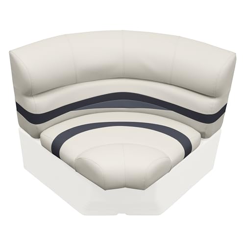 Wise Premier Series BM11002-986 Pontoon 32" Bow Radius Corner Seat Cushion Set, Platinum/Spectra Navy/Cobalt