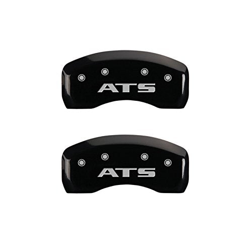 Caliper Covers MGP 35023SATSBK (Black Powder Coat Finish, Engraved Front: Cadillac - Engraved Rear: ATS, Silver Characters, Set of 4)