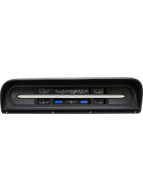 Dakota Digital VHX Analog Gauge System Compatible with 1967-72 Ford Pickup Truck with Black Alloy Style and Blue Backlighting VHX-67F-PU-K-B