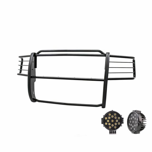 Bumper Guard Black Horse Grille Brush Modular Black Come with Pair of 7.0" Dia.LED Lights with Black Trim Rings Compatible with 2001-2012 Ford Ranger|2001-2012 Ford Ranger-17FR20MA-PLB