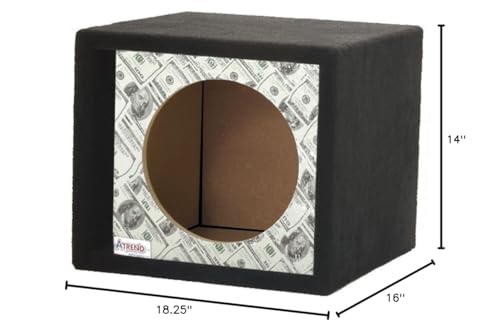 Atrend 10SVR-Bankroll GFX Series $100 Bills Pattern Single Vented 10" Subwoofer Enclosure