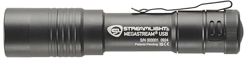 MegaStream Streamlight 66210 USB 1800-Lumen 26000-Candela Rechargeable EDC Flashlight Includes Rechargeable Battery, USB-C Cable, and Holster, Black