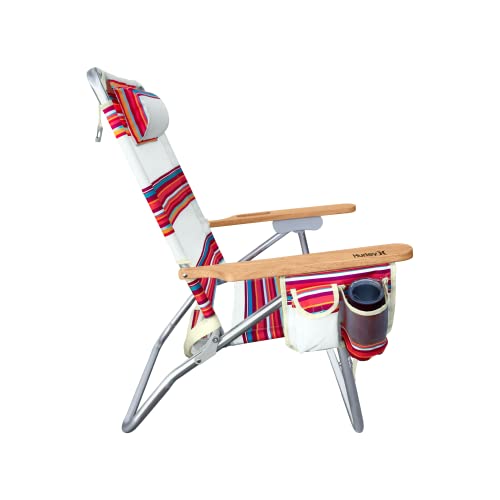 Hurley Beach Chair Mid-Height Wood Arm, One Size, Roman Stripe Berry Punch