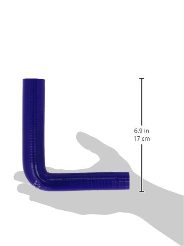 HPS Silicone High Temperature HTSER90-062-087-BLUE 4-ply Reinforced 90 degree Elbow Reducer Coupler Hose, 100 PSI Maximum Pressure, 4" Leg Length on each side, 5/8" > 7/8" ID, Blue
