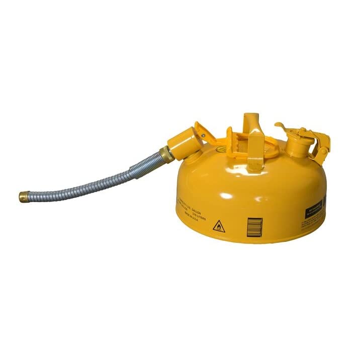 7/8" Metal Hose, 1 Gallon Steel Safety Can for Diesel, Type II, Yellow - U211SY