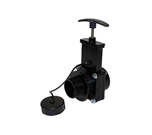Waste Valve Valterra T1001C, 1-1/2in Hub X 1-1/2in Male Thread, Cap & Strap