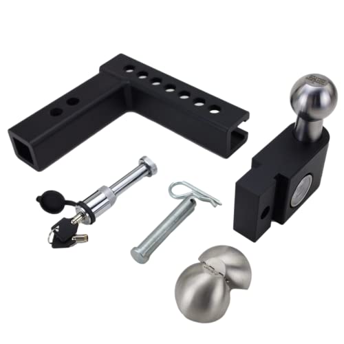Aero Hitch Weigh Safe - Adjustable Trailer Hitch Ball Mount - 8" Drop Hitch for 2" Receiver - Premium Heavy Duty Steel Trailer Tow Hitch w/Built in Weight Scale for Anti Sway, 12,500 lbs GTW