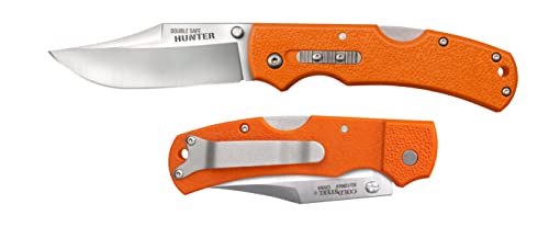 DOUBLE SAFE HUNTER Cold Steel (ORANGE) / 8-3/8" OVERALL / 3.5" BLADE / 3MM THICK / 4-7/8" LONG GFN HANDLE / 8CR13MOV STAINLESS STEEL/AMBI BELT CLIP/BLISTER PACKED