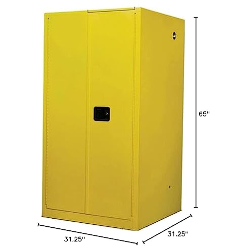 YPI77 Eagle Safety Cabinet for Paint and Ink, 2 Door Manual Close, 30 Gallon, 65"Height, 43"Width, 12"Depth, Steel, Yellow