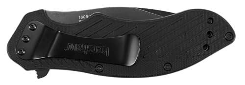 Kershaw Black Clash Serrated Pocketknife, 3" 8Cr13MoV Steel Drop Point Blade, Assisted One-Handed Flipper Opening, Folding Utility EDC